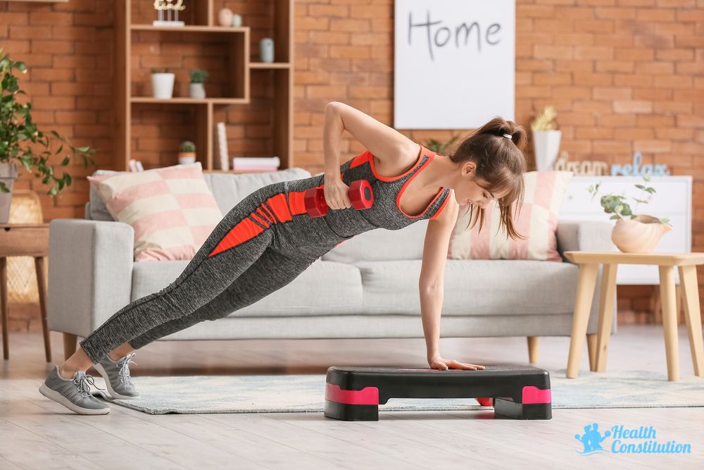 Woman Working with Dumbbell