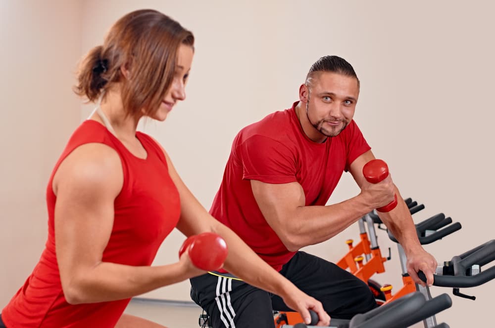 Biceps Curl on Exercise Bikes