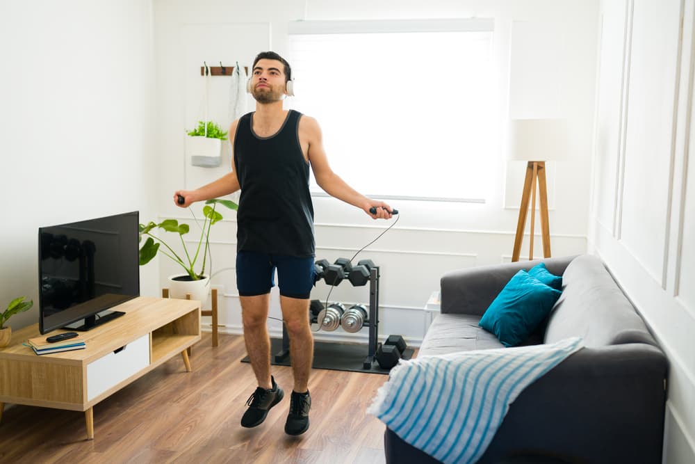 Rope Jumping in a Small Home Gym Space